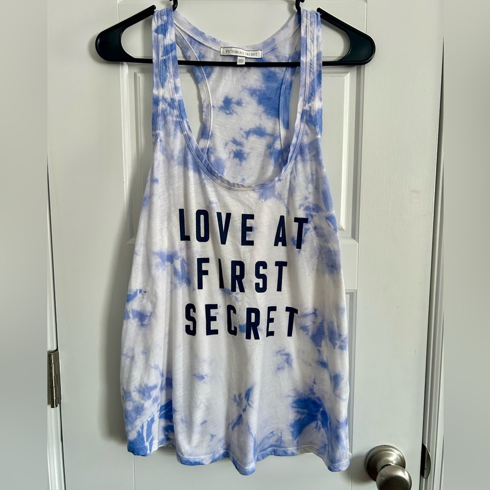 Victoria's Secret "Love At First Secret" Blue White Tie-Dye Racerback Tank Top